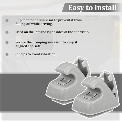 2PCS Car Sun Visor Clip Retainer, OEM#95994975 95994976 Vehicle Sun Visor Hook Bracket, Auto Sunvisor Holder Clip Replacement, Compatible with Cruze 2011-2016 Sonic 2012-2020 (Gray) - color: Gray