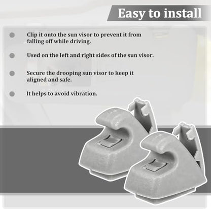 2PCS Car Sun Visor Clip Retainer, OEM#95994975 95994976 Vehicle Sun Visor Hook Bracket, Auto Sunvisor Holder Clip Replacement, Compatible with Cruze 2011-2016 Sonic 2012-2020 (Gray) - color: Gray