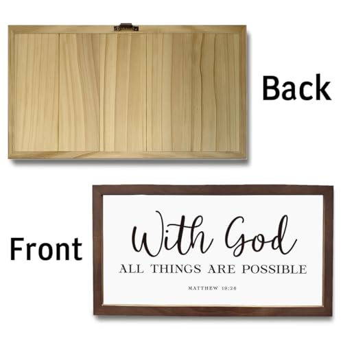 Christian Decor, With God All Things Are Possible Matthew 19:26 Wood Framed Sign, Decor for Christian Family, Motivational Gift for Friends Family, Bible Verse Wall Art - color: matthew 19:26