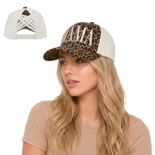 C.C Women's Criss-Cross Ponytail Trucker Hat - Snapback, One Size - color: Leopard-camel(mama)