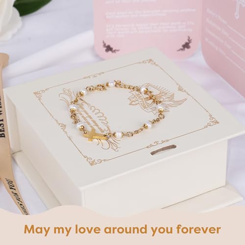 Baby Baptism Bracelet with Cross - Baptism Gifts for Girl