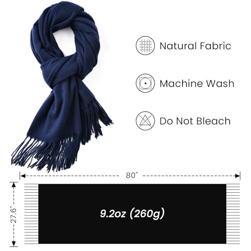 Clothirily Womens Winter Scarf, Oversized Long Blanket Plaid Shawl Wrap - color: Navy Blue