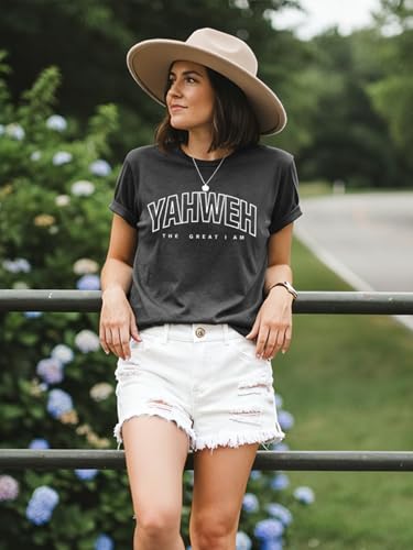 Christian Shirt for Women God is Good Graphic Tee Bible Verse - color: Darkgrey-yahweh, size: Medium