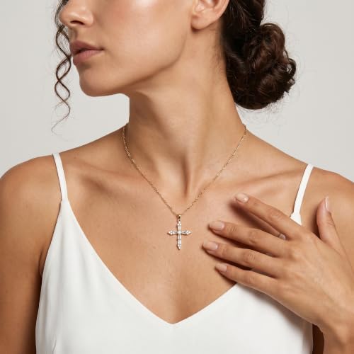 Cross Necklace for Women - Dainty 14K Gold Silver Plated Cross Necklace Choker Jewelry Cute Simple Small Trendy Non Tarnish Waterproof Faith Religious Jewelry Gift for Teenage - style: 11-CZ Cross-Gold