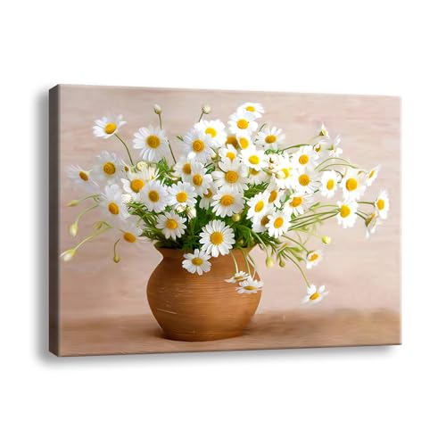 Ploceiny Boho Daisy Pink Flowers Wall Art Canvas for Teen Girl Bedroom Floral Picture Poster for Living Room Bathroom Wall Decor A-438 - color: pink canvas wall art