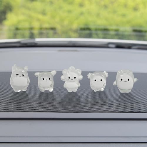 Craedli 5PCS Luminous Pixie Car Rearview Mirror Accessories, Cute Funny Anime Elves Car Dashboard Ornament Vehicle Interior Decoration, Glow in The Dark Desk Ornament for Home Garden Office(Style1) - size: Style1