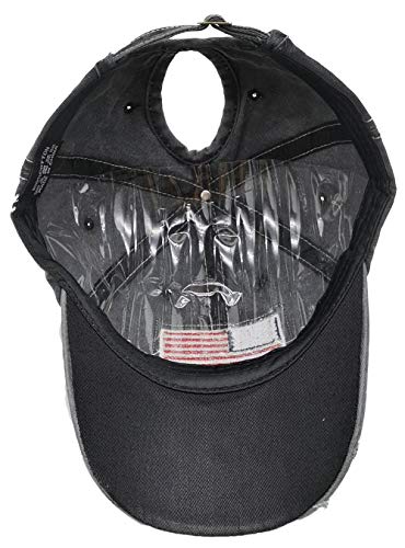 Women American Flag Ponytail Hat, Embroidery Adjustable Washed Distressed Messy Bun Baseball Cap … - color: Us Flag -Black