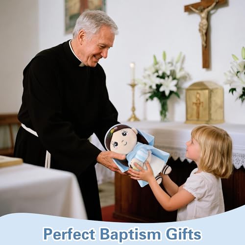 Mary Kids' Plush Toy Pillow – Exquisite Virgin Mary Baby Jesus Doll Perfect for First Communion 12 Inch - style: Blue Mary