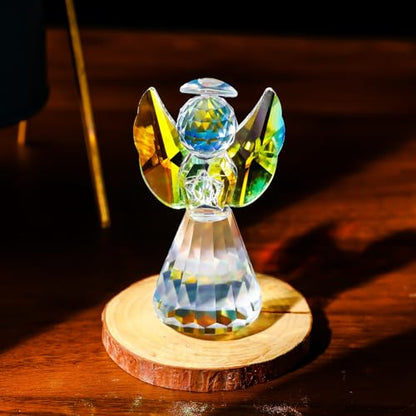 YWHL Iridescent Crystal Guardian Angel Figurine Angel Gifts for Women - color: Colorful