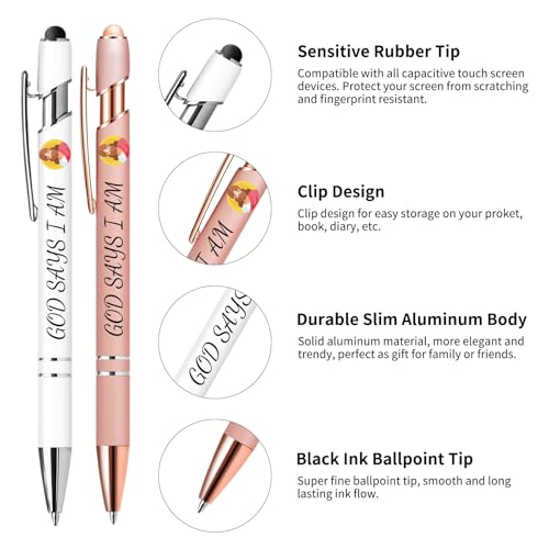 Bible Journal and Pens Set, A5 Notebook for Prayer, Scripture Writing & Bible Study & Daily Note-taking, Christian Gifts with 2 Inspirational Pens,5.7 * 8.2 Inch,192 Pages (Design 02, White) - color: White, style: Design 02