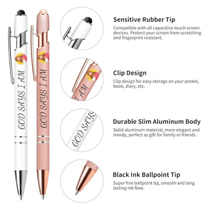 Bible Journal and Pens Set, A5 Notebook for Prayer, Scripture Writing & Bible Study & Daily Note-taking, Christian Gifts with 2 Inspirational Pens,5.7 * 8.2 Inch,192 Pages (Design 02, White) - color: White, style: Design 02