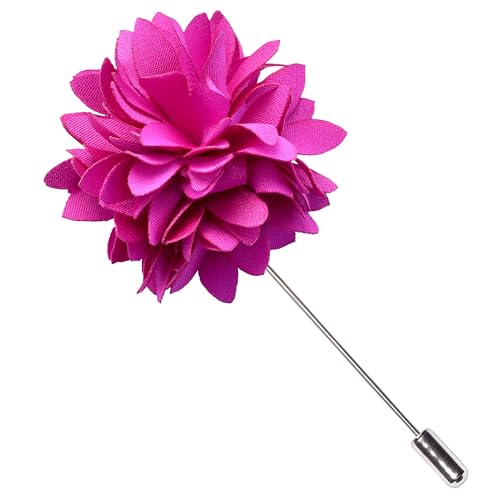 Branduce 3.15"（8cm） Mens Tie and Lapel Pin Solid Necktie Handkerchief Tie Clip Set for Men - color: Hot Pink