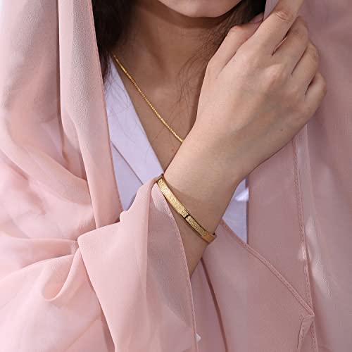 Qitian Islamic Jewelry Gifts for Women Allah Gold Bangles Bracelets Ayatul Kursi Arabic Cuff Bracelet for Women Men Islam Eid Ramadan New Year Gifts - color: M-Rose Gold-Oval - women
