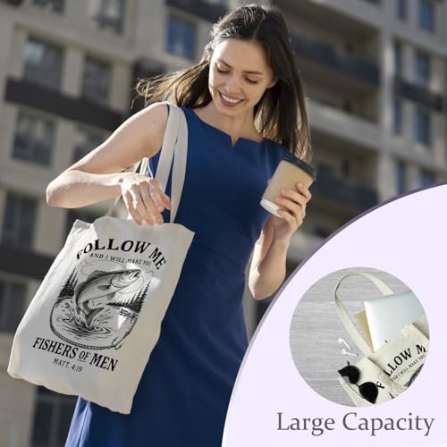 Chicimln Christian Goose Tote Bag, off to Praise the Lord Bible Verse Canvas Tote Bags - color: White 10