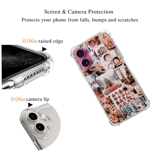 Trendy Aesthetic Christmas Case Compatible with iPhone 16, Winter Collage Case for iPhone 16, Unique Design TPU Bumper Protective Cover Case - color: Christmas Vacation