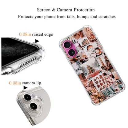 Trendy Aesthetic Christmas Case Compatible with iPhone 16, Winter Collage Case for iPhone 16, Unique Design TPU Bumper Protective Cover Case - color: Christmas Vacation