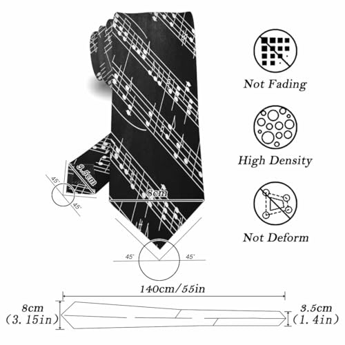 funny Ties for Men Business Novelty Men's Neckties for Festival Holiday Party Valentine's Day Wedding Christmas - color: Music Bars White