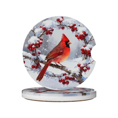 Cardinals 2 Pack Car Cup Holder Coasters Ceramic Drink Coasters - color: Yellow