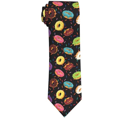 Men's Neckties, Novelty Printed Skinny Tie for Work Casual Party - color: Colorful Donut