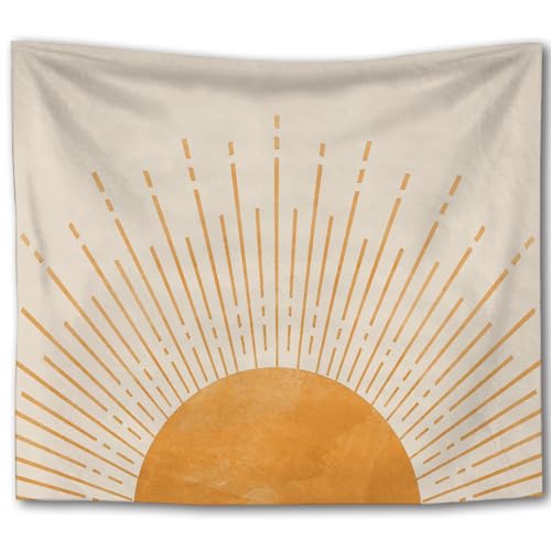 Foritho Boho Sun Tapestry, Minimalist Orange Sunshine Sunray Boho Tapestry Wall Hanging, Mid Century Modern Wall Tapestries for Bedroom Living Room Home Office Decor, 50x60 Inch - color: Color 17