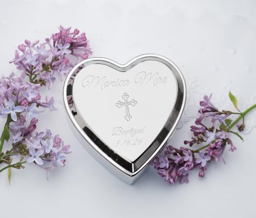 Cherished Moments Personalized Baptism Jewelry Box, Heart Keepsake - color: Silver-Baptism
