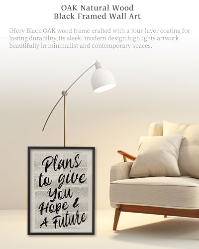 iHery 16x20in Jeremiah 29:11 Hope and a Future Framed Christian Art - color: Black Framed Plans, size: 20"L x 16"W