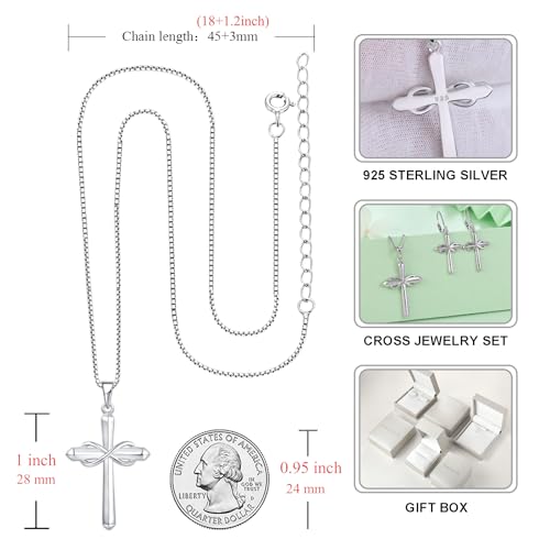STARCHENIE Infinity Cross Necklace for Women Sterling Silver Polished Cross Pendant Crucifix Jewelry - color: Silver