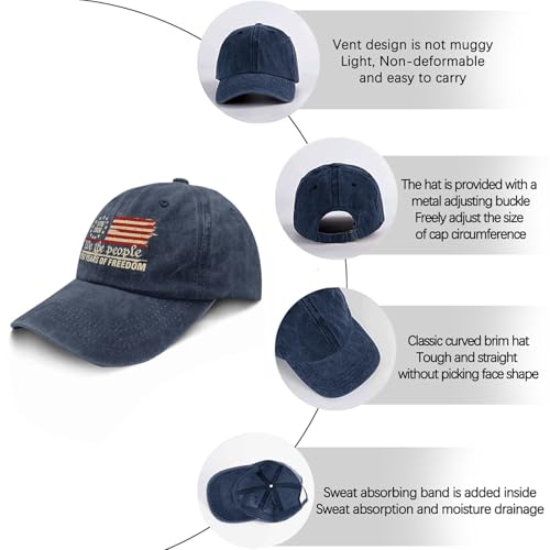 U.S. 250th Anniversary 250 Years Freedoms 1776-2026 Baseball Hats Funny - color: Navy Blue