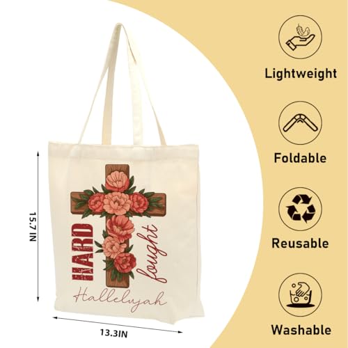 Christian Gifts for Women, Canvas Tote Bag, Faith Gifts for Women Girl Sister Inspirational Religious Gift Birthday - color: Pink Floral Christian 758