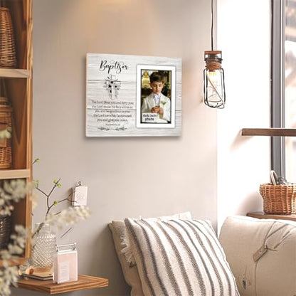 Baptism Gift Picture Frame, Baby Baptism Frame For Boys, Baptism Photo Frame For Godson, Christening Gifts For Boys, Personalized Photo Frame, for 4x6 Photo