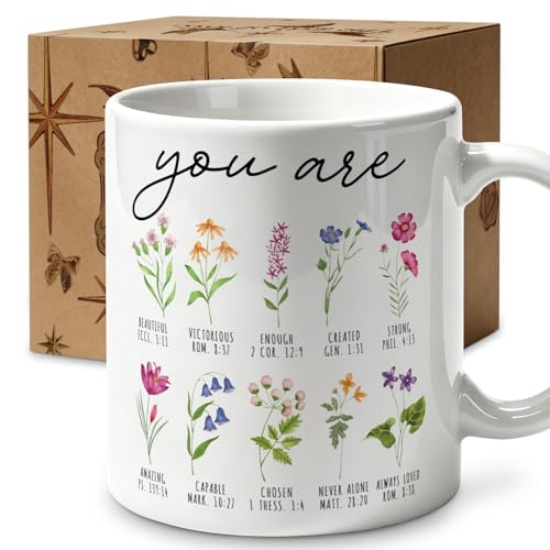 Fall You Are Inspirational Christian Coffee Mug Gifts for Mom, Bible Verse Religious Gifts for Women Sisters Daughter, Baptism Birthday Gift for Church Friend