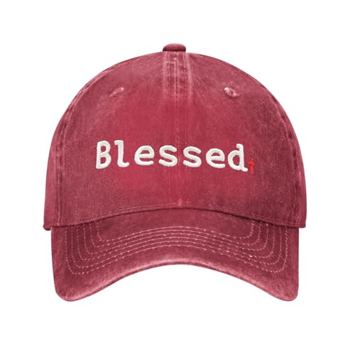 Embroidered Baseball Cap Christian Hat for Men Women - color: Red, style: Blessed