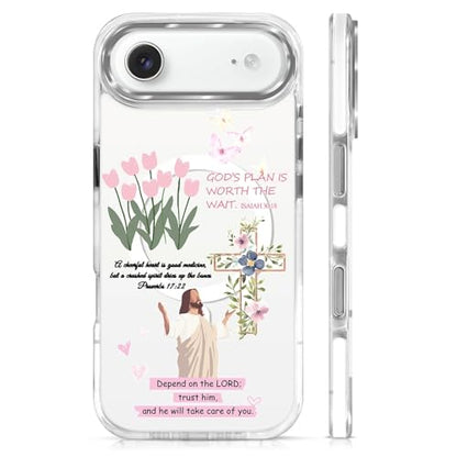 for iPhone 17 Air Case [Compatible with Magsafe],Girls Women Clear Magnetic Case Silicone Shockproof Protective Cover with Pattern Bible Jesus Flowers - color: Bible Jesus Flowers, size: iPhone 17 Air