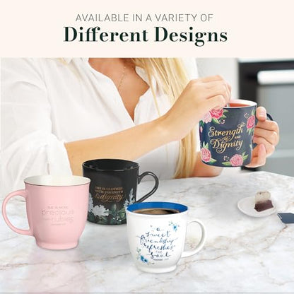 Christian Art Gifts Blue Floral Ceramic Coffee Mug – 14 oz. Microwave and Dishwasher-safe Inspirational Scripture Coffee and Tea Mug for Friends with Bible Verse: A Sweet Friendship – Proverbs 27:9 - color: Blue/Sweet Friendship