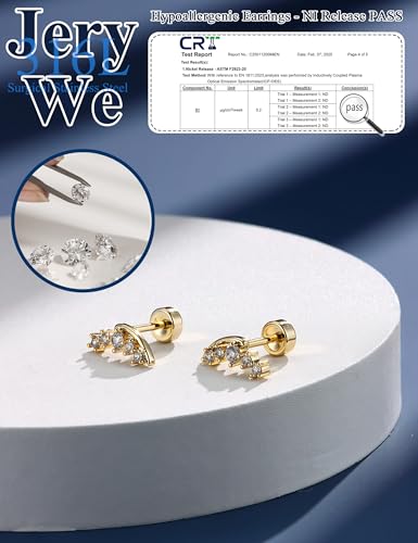 JeryWe Cartilage Earrings for Women Hypoallergenic Helix Piercing Jewelry - color: N:cz-14k gold filled