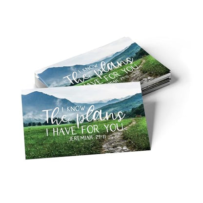 Pass It On Scripture Cards, Mountain Path, The Plans I Have Jeremiah 29:11, Pack of 25 — Inspirational Bible Verse Wallet Cards, Devotional, Bible Study - Small Christian Greetings for Encouragement - color: Mountain Path