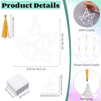 Sinload 24 Set White Dove Suncatcher Craft Peace Dove Paper Ornaments Decor - style: White Dove