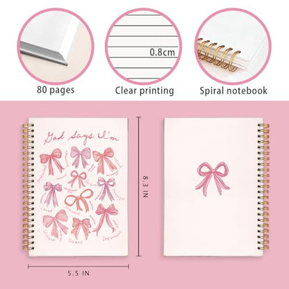 Coquette Pink Bow God Says I am Christian Notebook Journal for Women - color: God Says I'm