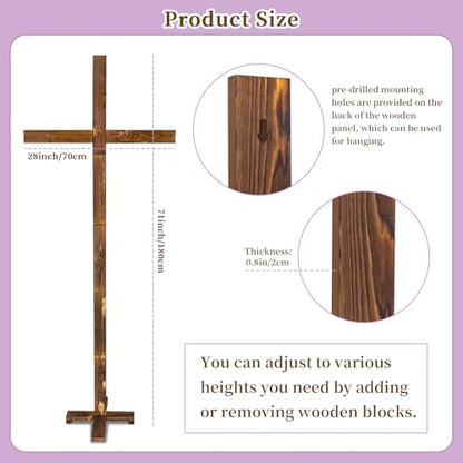 GOSR 71" Extra Large Wood Standing Cross, Wooden Wedding Arch Style
