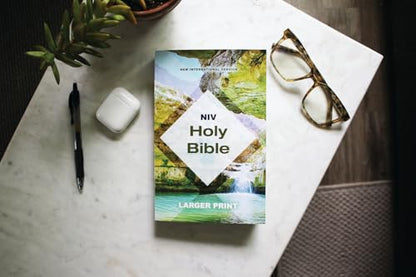 NIV, Holy Bible, Larger Print, Economy Edition, Paperback, Teal/Tan, Comfort Print