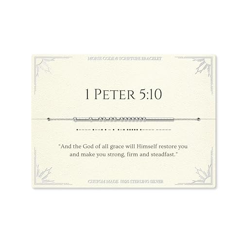 Loved Creations Morse Code Bracelets for Women, Christian Bible Verse Bracelets, Scripture S925 Sterling Silver Inspirational Faith Jewelry, Religious Gifts for Women - color: 1 Peter 5:10