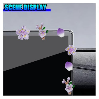 5PCS Peach Blossoms Car Dashboard Decoration (Purple) - color: Purple