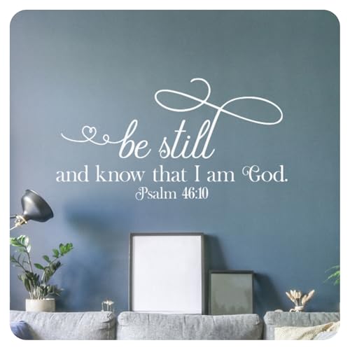 My Vinyl Story - Be Still - Psalm - Inspirational Wall Decal Sticker Quote Religious Bible Verse Christian Scripture Vinyl Art Decor for Home Prayer Room Church, Removable (White, 22x12 inches) - color: White, size: 22x12 inches