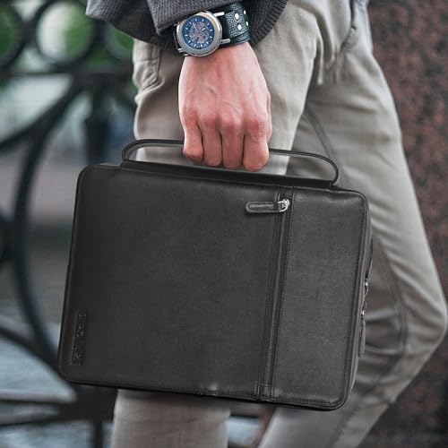 Polare Napa Leather Bible Cover Church Bag Bible Protective Book Holder Carrying Case Folder Organizer Portfolio, Black - style: Black