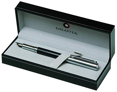 Sheaffer Intensity Carbon Fiber Fountain Pen with Chrome Cap, Trim, and Broad Nib - color: Carbon Fiber & Chrome, style: Fountain Pen, Broad Nib
