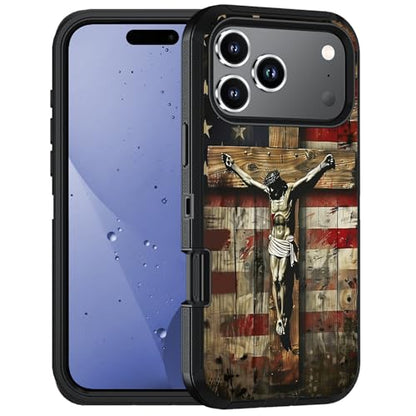 Case for iPhone 18 Pro/iPhone 17 Pro, American Flag Cross Jesus - color: American Flag Cross Jesus, size: iPhone 18 Pro / 17 Pro