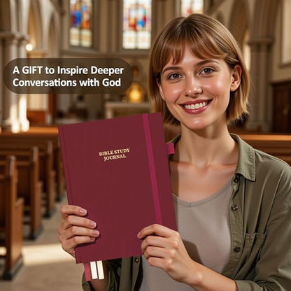 Bible Study Journal & Notebook for Women and Men, 5.8" x 8.3" - color: Burgundy, size: A5 ( 5.8" x 8.3" )