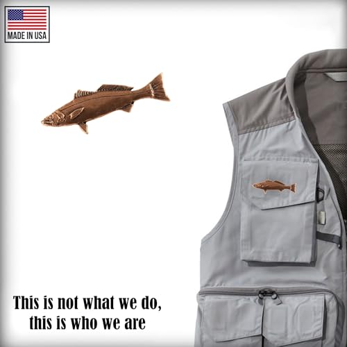 White Seabass Fish Pin, Pewter, Lapel, Hat, Pins, Brooch, Brooches, Jewelry, Gift, Handmade in the USA, 200 Fish Designs Available. S013Z - color: Copper Plated