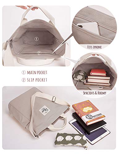 Lily queen Women Canvas Tote Handbags Casual Shoulder Work Bag Crossbody - color: Taupe Grey
