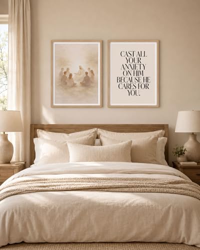 iHery 16x20in Natural OAK Wood 1 Peter 5:7 Framed Wall Art - color: Beige Framed Peter, size: 20"L x 16"W